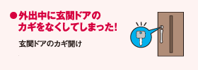 外出中に玄関ドアのカギをなくしてしまった